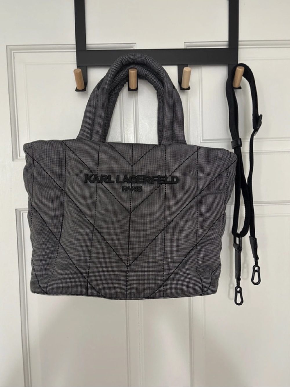 Karl Lagerfeld Quilted Tote in Charcoal